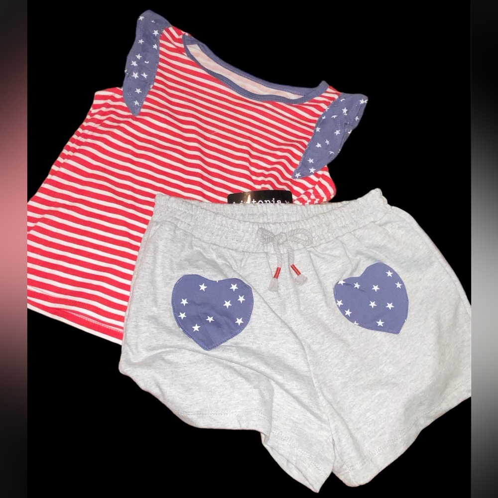 Kidtopia Girls 2 Pc Americana Shorts Set Size 10 NWT